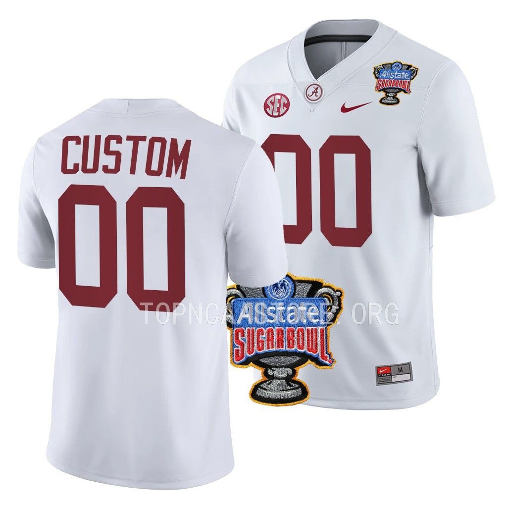 Men's Alabama Crimson Tide Custom #00 2022 Sugar Bowl White NCAA College Football Jersey